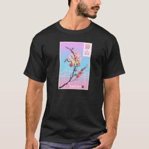 T-shirt Sakura Pastel Goth Vapor wave Mont Fuji Yama