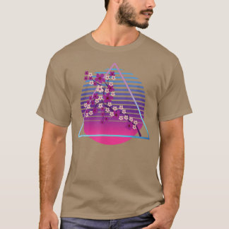 T-shirt Sakura Synthwave Japonaise Fleur Vaporwave Cerise