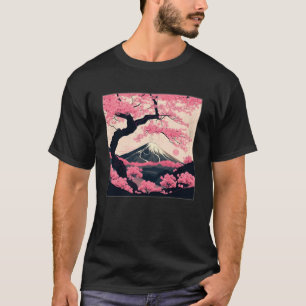 T-shirt Sakura Tree Cherry Blossom Illustration Scenery Wo