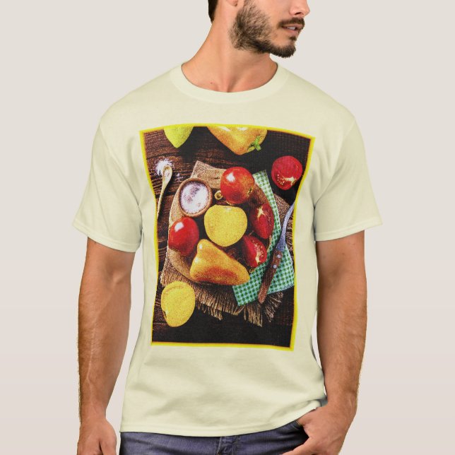 T-shirt "Salade de légumes maison" Photo mignonne. Command (Devant)