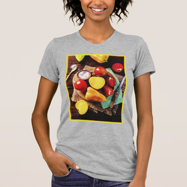 T-shirt "Salade de légumes maison" Photo mignonne. Command (Devant)