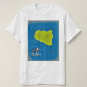 T-shirt Salina, Sicile carte affiche de voyage carte