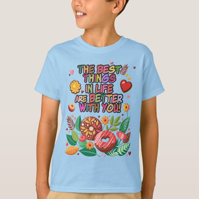 T-shirt Salle de classe Saint-Valentin Boho Donuts et fleu (Devant)