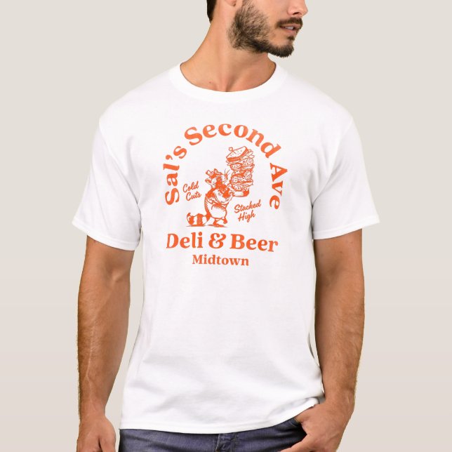 T-shirt "Sal's Second Ave Deli & Beer" Cool NYC Deli Art (Devant)