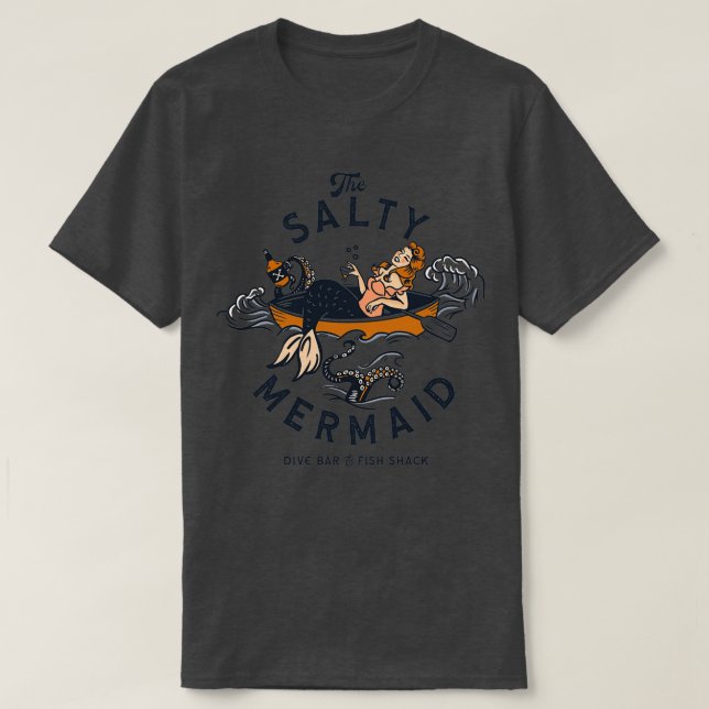 T-shirt Salty Mermaid Dive Bar amp Fish Shack Cool Ret (Design devant)
