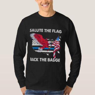 T-shirt Saluez Le Drapeau Retour L'Insigne Police Bald Eag