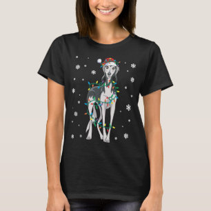 T-shirt Saluki Enveloppé Dans Le Chien Lumière De Noël