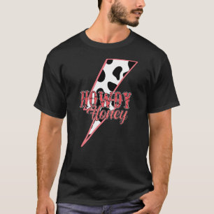 T-shirt Salut Chérie Impression de Vache Éclair Rodeo Coun