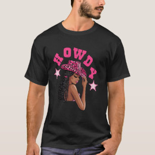 T-shirt Salut Cowgirl occidentale noire aux cheveux locs f