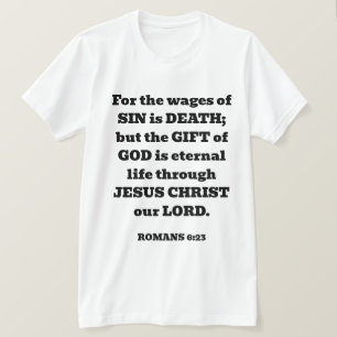 T-shirt Salut Dieu don gratuit Romains Bible Verse Blanc