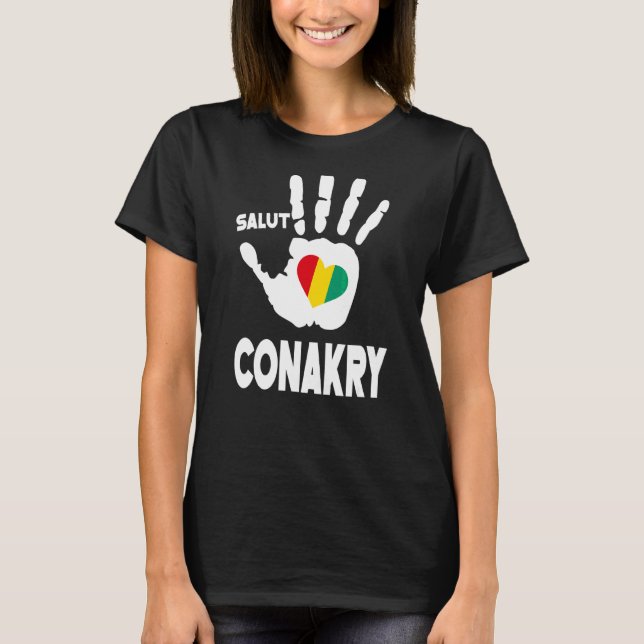 T-shirt Salut Guinée Conakry Avec La Guinée Drapeau Dans L (Devant)
