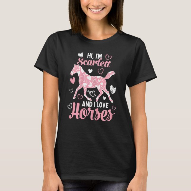 T-shirt Salut, je suis Scarlett et j'aime les chevaux mign (Devant)