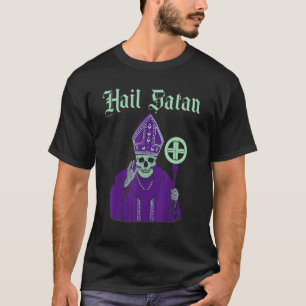 T-shirt Salut Satan Satanic Vintage Horreur Eglise Diable