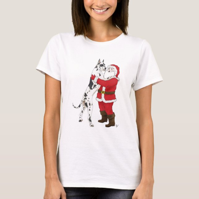 T-shirt Salutation Jowly de Noël de great dane (Devant)