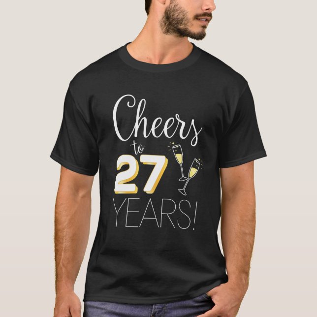 T-shirt Salutations À 27 Ans Marié Couple Champagne Annive (Devant)