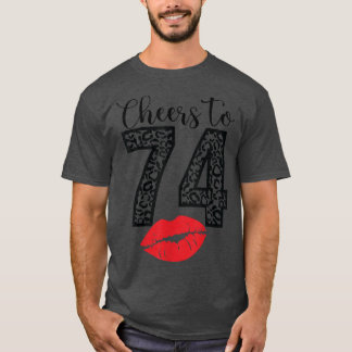 T-shirt Salutations à 74 ans lèvres joyeuses Anniversaire 