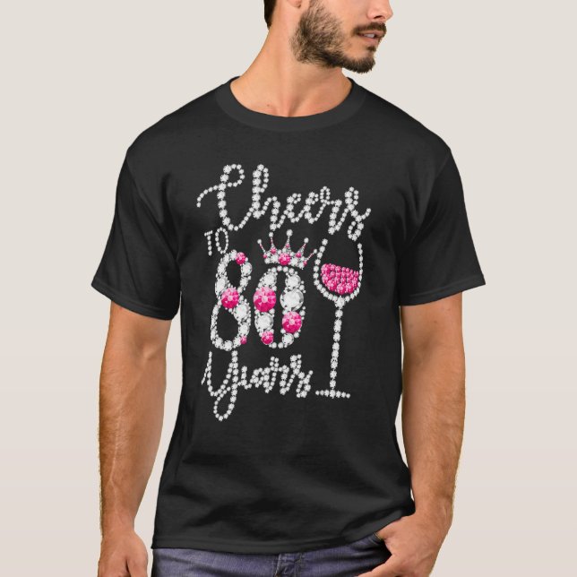 T-shirt Salutations À 80 Ans 80e Anniversaire Reine Boire  (Devant)