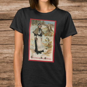 T-shirt Salutations de jour de Thanksgiving avec une femme