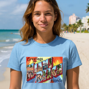 T-shirt Salutations de Miami Beach Vintage Grande Lettre