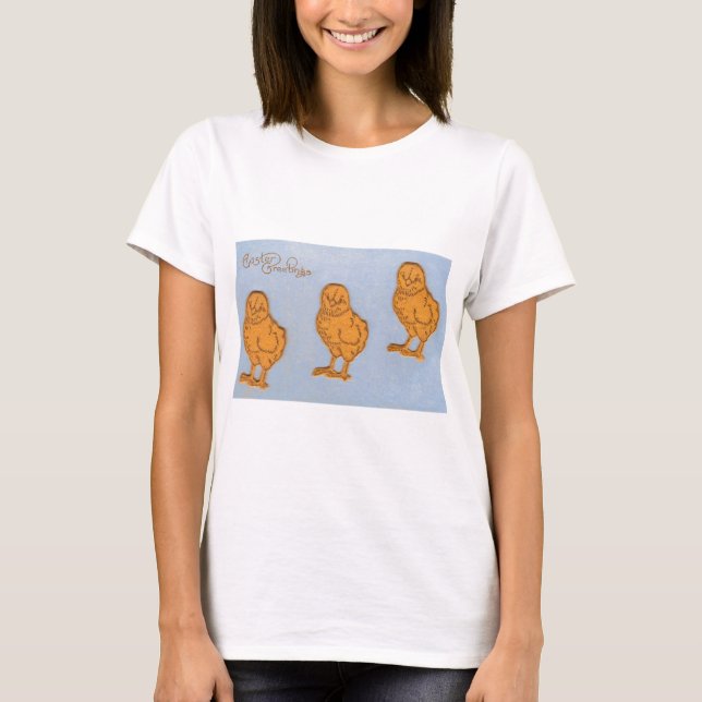 T-shirt Salutations de Pâques Chicks Bleu (Devant)