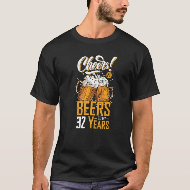 T-shirt Salutations Et Bières À 32 Ans 32E Anniversaire Dr (Devant)
