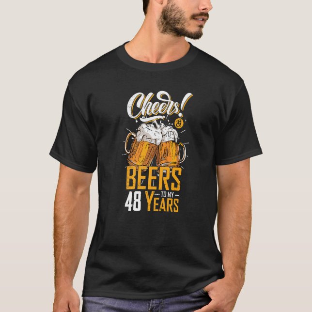 T-shirt Salutations Et Bières À 48 Ans 48E Anniversaire Dr (Devant)