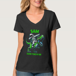 T-shirt Sam Crushin' It Since Day One Astronaut Dinosaur C