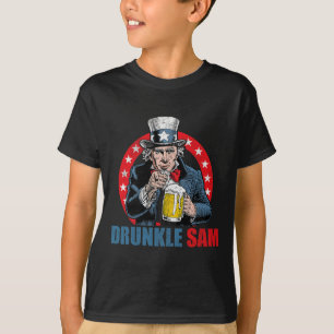 T-shirt Sam ivre drôle 4 juillet Oncle Sam bière Usa D