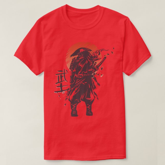 T-shirt Samouraï Bushido Code japonais Warrior Kanji Retro (Design devant)