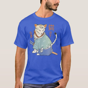 T-shirt Samouraï Cat Japanese Ninja Warrior Kawaii Japon V