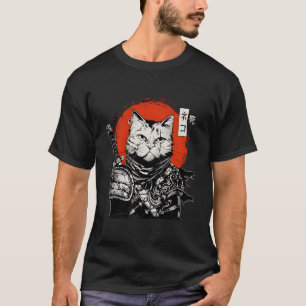 T-shirt Samouraï Chat Japonais Bushido Guerrier Katana Épé
