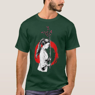 T-shirt Samouraï féminin avec une épée Sakura (2)