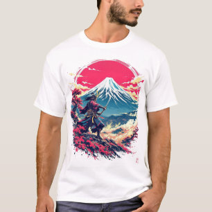 T-Shirt Samouraï Guerrier au Mont Fuji Art Japonai