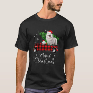 T-shirt Samoyed Chien Ride Camion Rouge Pajama de Noël Lon