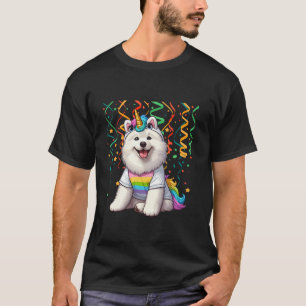 T-shirt Samoyed Cosplay Coloful Unicorn Birthday Kids Todd