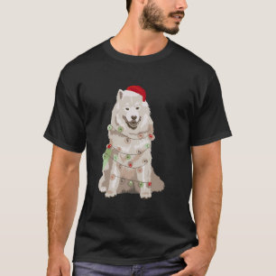 T-shirt Samoyed Noël Lumières Noël Amoureux des chiens Noë