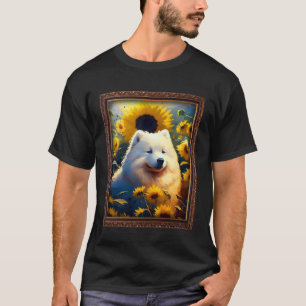 T-shirt Samoyed Peinture Fleur de tournesol Maman Femmes F