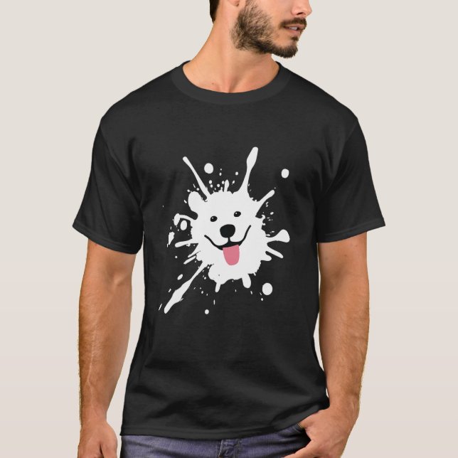T-shirt Samoyed Splatter Happy Puppy Dog Face (Devant)