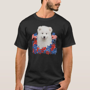 T-shirt Samoyède Fleurs Indépendantes Chien Drapeau Améric