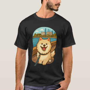 T-shirt Samoyède heureux se promenant au bord de l'eau en