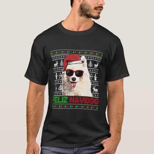 T-shirt Samoyu Chien Feliz Navidog Funny Christmas (Devant)