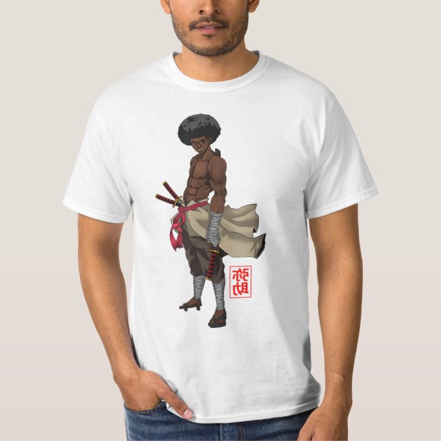 T-shirt Samurai Afro Black Yasuke Sengoku Warrior Ronin An (Devant)