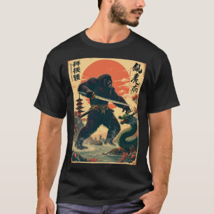 T-shirt Samurai Bigfoot vs Dragon - L'Art Mythique Du Choc
