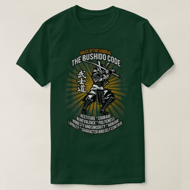 T-shirt Samurai Bushido Code, Samurai Virtues (2) (Design devant)