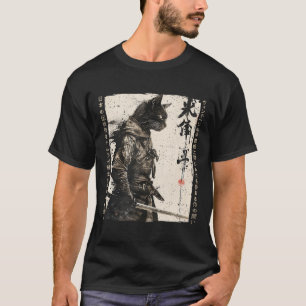 T-shirt Samurai Chat Guerrier Ukiyo Ink Artwork Cat Samura