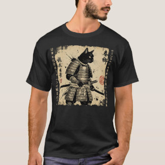 T-shirt Samurai Chat Japonais Chat Guerrier chat animé Jap