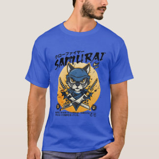 T-shirt Samurai Chat Ninja Chat Chat Assassin Guerrier Cha