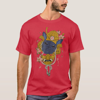 T-shirt Samurai Français Bulldog Flowers Japonais Guerrier