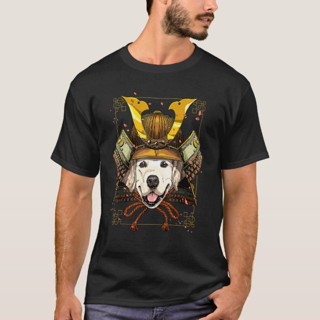 T-shirt Samurai Golden Retriever Dog  Japanese Warrior Bus (Devant)