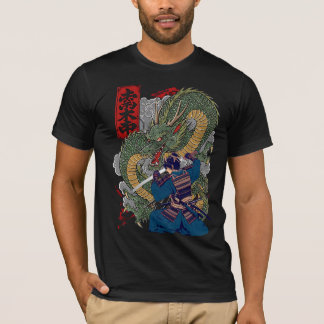 T-shirt Samurai Guerrier face à Fierce Dragon Art Japonais